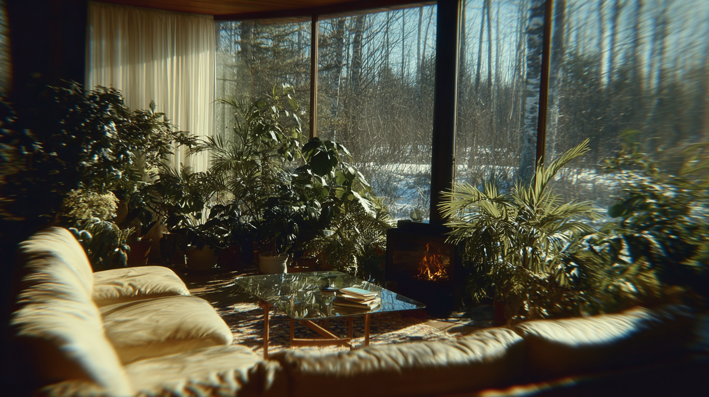 Low winter daylight entering a quiet Nordic living room